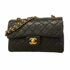 Chanel Matelasse Shoulder Bag with Double Flap and Chain, Lambskin, Black, Wo...